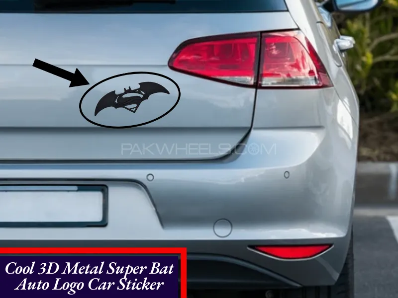 Hot 3D Metal Super Man Bat Auto Logo Car Sticker Metal Badge Emblem Tail Decal | Mat Black Image-1