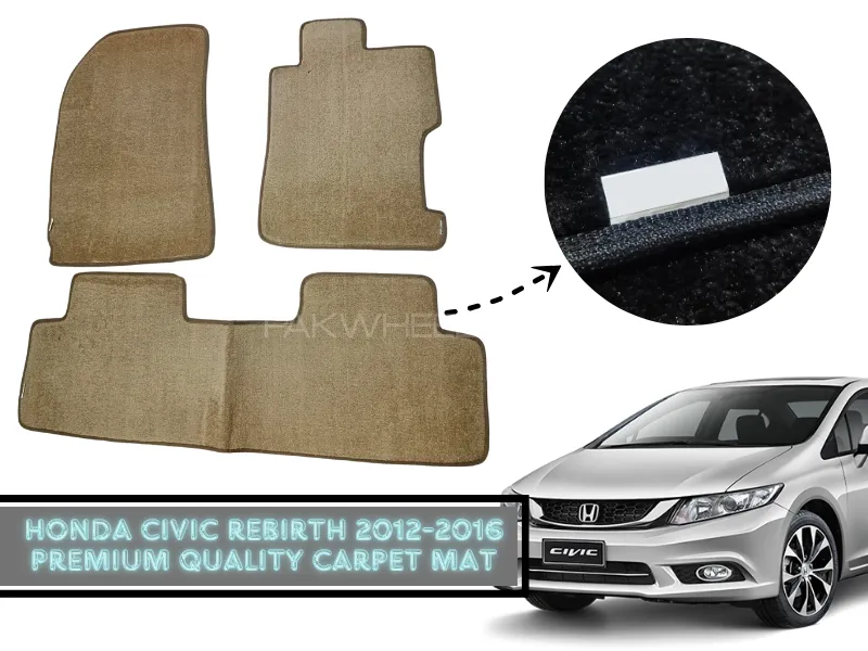 Premium Quality Honda Civic Rebirth 2012-2016 Carpet Floor Mats Jet Black Color Image-1