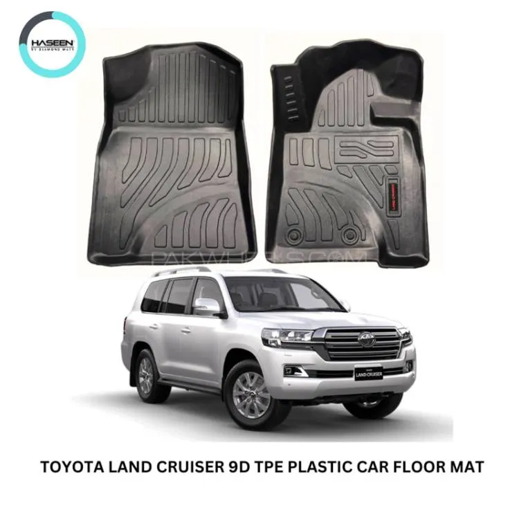 Toyota Land Cruiser 2009-2021 9D Luxury Plastic Tray Floor Mat Set Black (P1647) Image-1