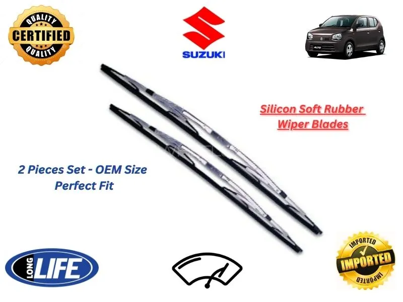 Suzuki Alto 660 2019-2024 Silicone Soft Rubber Wiper Blades - 2 Pieces Set Image-1