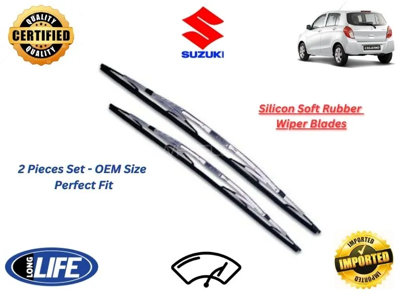 Suzuki Cultus 2017-2024 Silicone Soft Rubber Wiper Blades - 2 Pieces Set Image-1