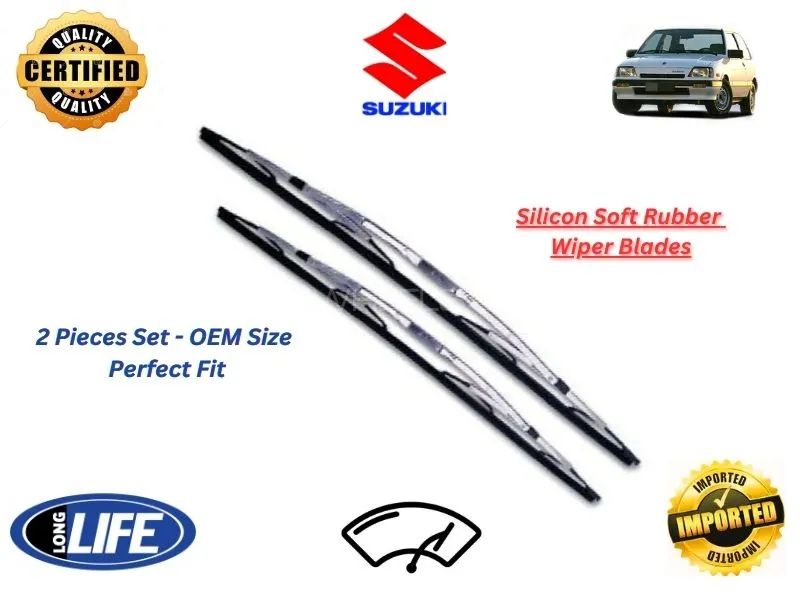 Suzuki Khyber 1989-1999 Silicone Soft Rubber Wiper Blades - 2 Pieces Set Image-1