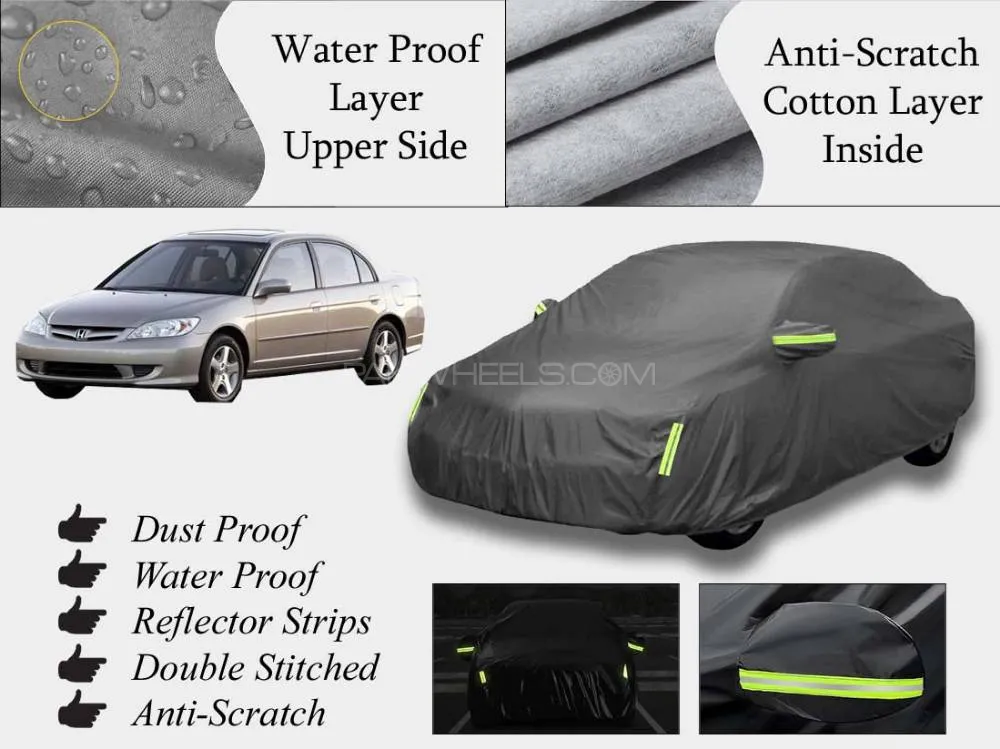 Honda Civic 2002 - 2006 Top Cover | Grey | Anti-Scratch | Double Layer | Heat Proof | Water Proof Image-1