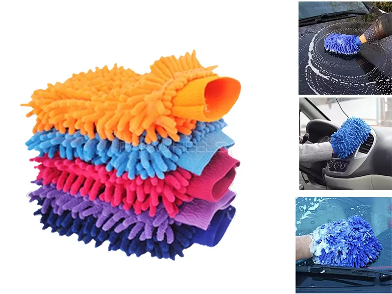 AutozCare Microfiber Car Wash Mitt Cleaning Gloves (Pack of 5) Image-1
