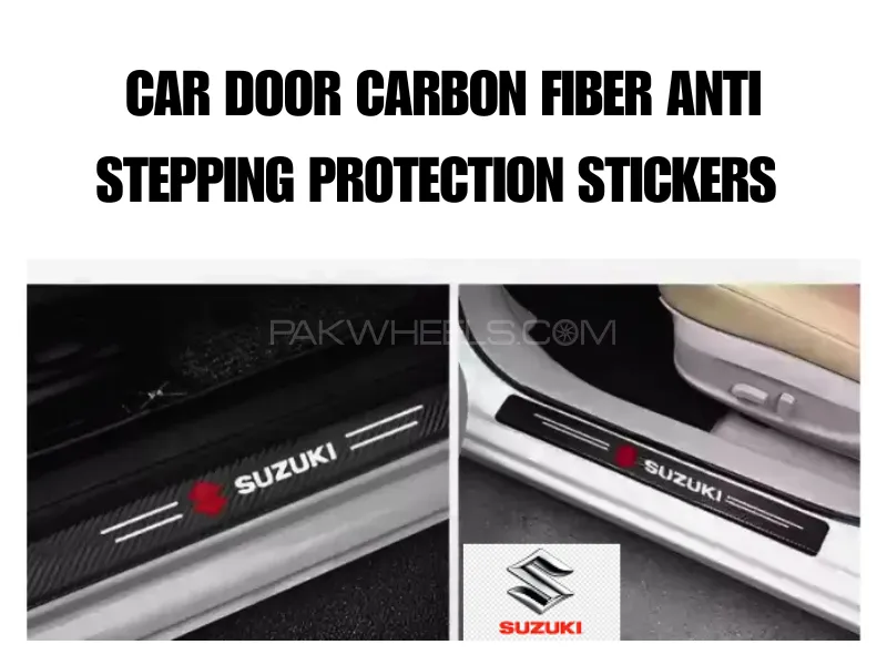 Car Door Carbon Fiber Anti Stepping Protection Stickers Sports 4Pcs for Suzuki Image-1