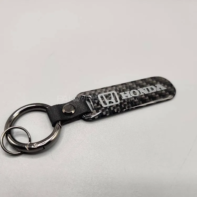 Honda Carbon Fiber Keychain With Metal Ring 1 Pc Image-1