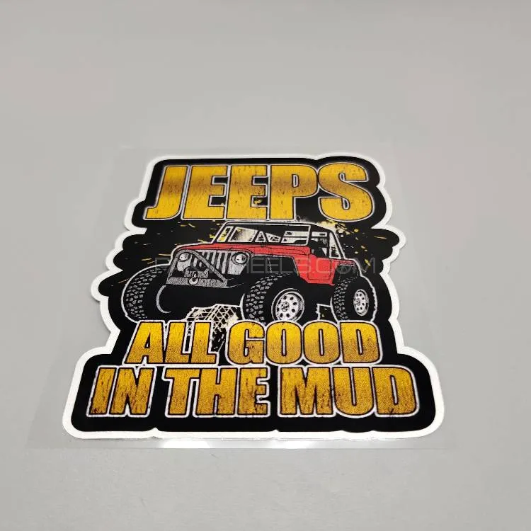 Premium Quality Custom Sticker Sheet For Car & Bike Embossed Style 4x4 ALL GOOD IN MUD Image-1