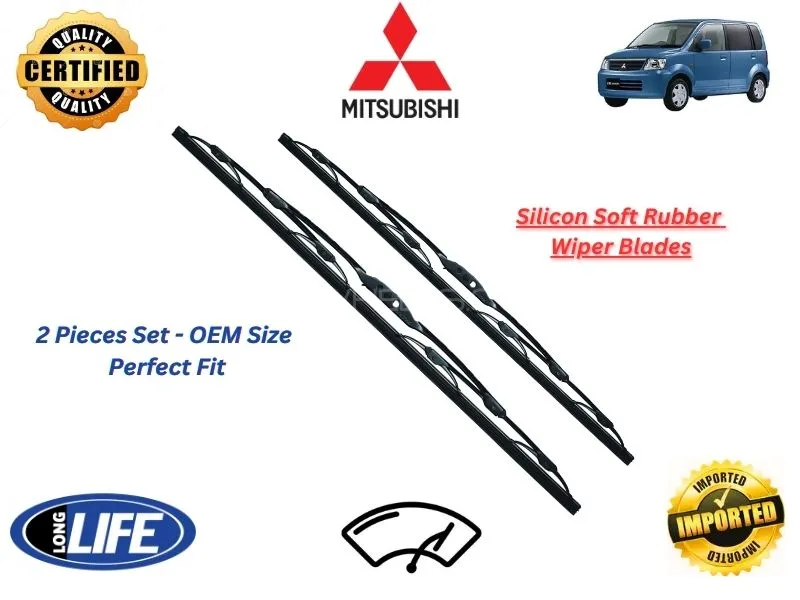 Mitsubishi EK Wagon 2000-2006 Silicone Soft Rubber Wiper Blades - 2 Pieces Set Image-1