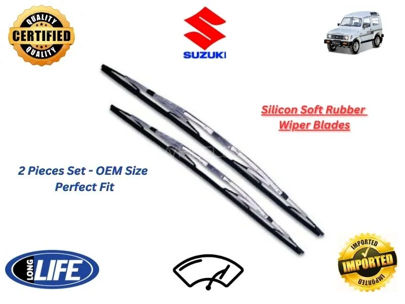 Suzuki Potohar 1985-2003 Silicone Soft Rubber Wiper Blades - 2 Pieces Set  Image-1