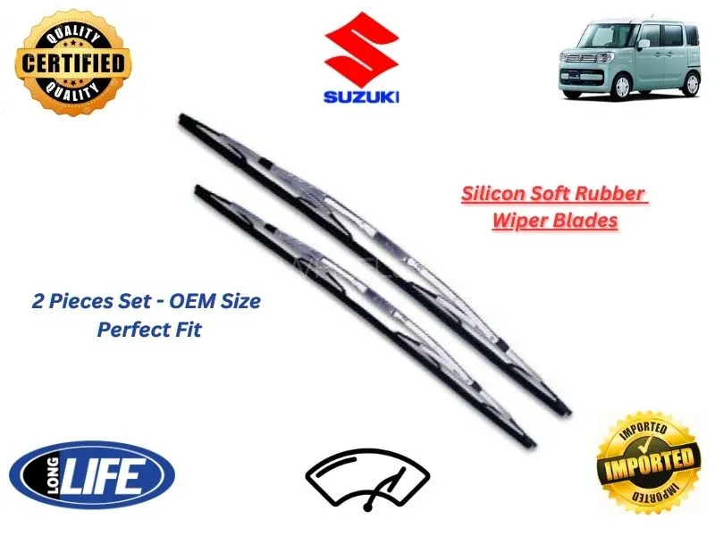 Suzuki Spacia 2017-2024 Silicone Soft Rubber Wiper Blades - 2 Pieces Set  Image-1