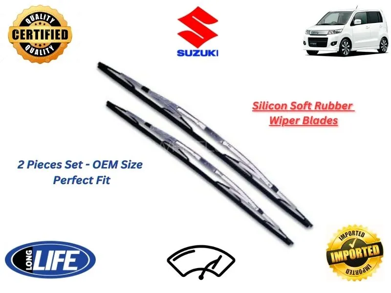 Suzuki Wagon R Stingray 2012-2017 Silicone Soft Rubber Wiper Blades - 2 Pieces Set  Image-1