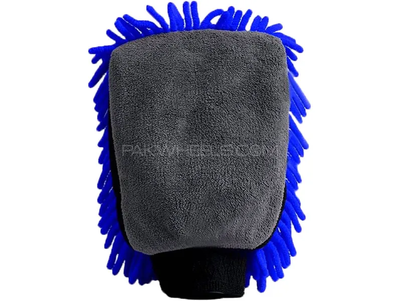Car Wash Mitt Blue Microfiber Chenille Car Wash Mitt Scratch Free for Cars Cleaning Image-1