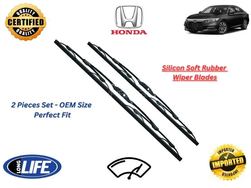 Honda Accord Hybrid 2019-2025 Silicone Soft Rubber Wiper Blades - 2 Pieces Set Image-1