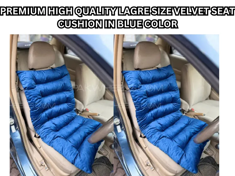 Premium High-Quality Velvet Seat Cushion Large Size in Blue Color (Pack of 1) Image-1