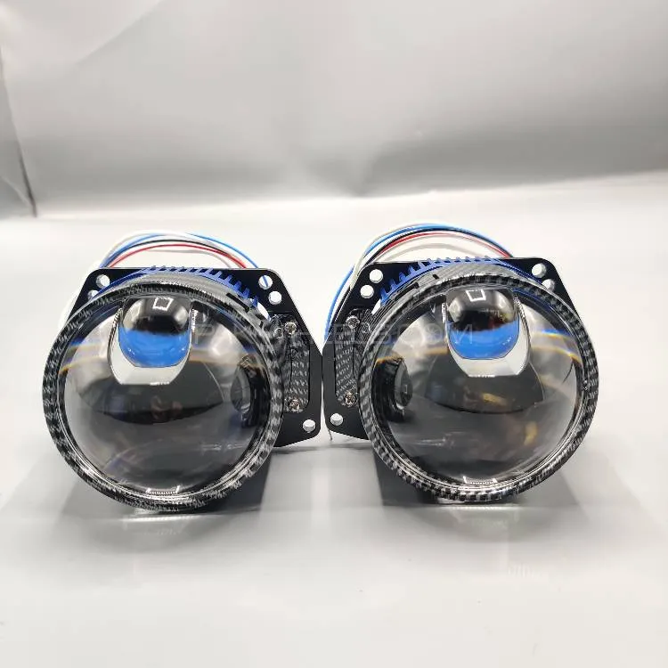 Universal A80 3.0 BI-LED 70W High Beam Lens 80W Laser With Carbon Fiber Texture 2 Pcs Set Image-1