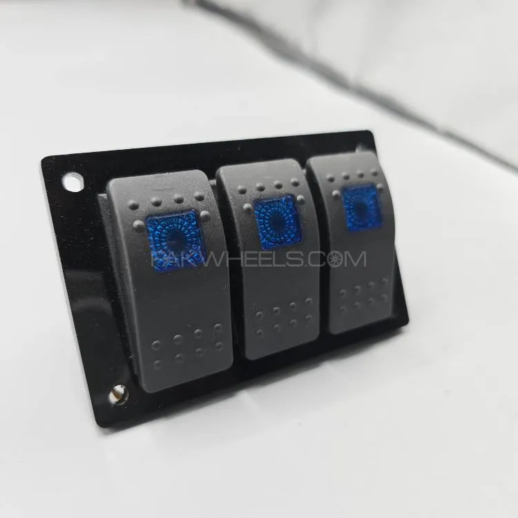 Universal 4-inch Switch Panel 3pcs Rocker Switches 1 Pc (Blue) Universal 4-inch Switch Panel 3pcs Rocker Switches 1 Pc (Blue) Image-2