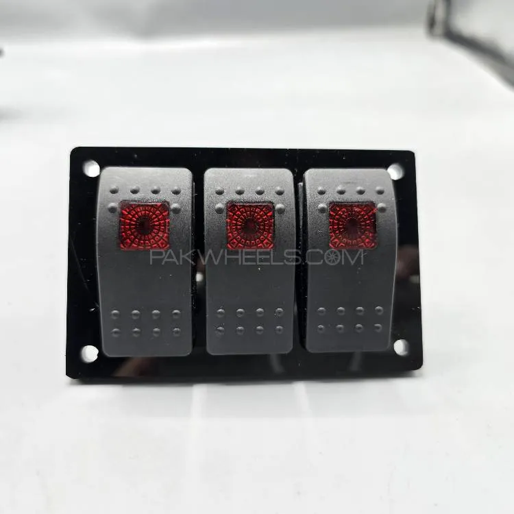 Universal 4-inch Switch Panel 3pcs Rocker Switches 1 Pc (Red) Image-1