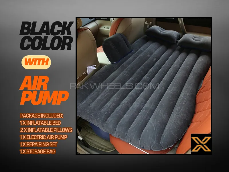 Universal Car New Car Inflatable Travel Mattress Bed Back Seat Multifunctional Sofa Cushion -Black Image-1