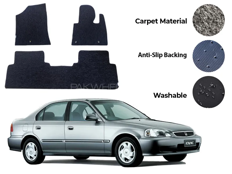 Honda Civic Fitting Carpet Floor Mat 3PCS - Model 1996-2001 Image-1