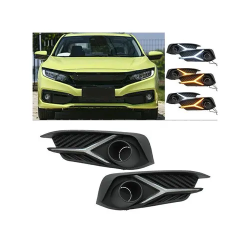 Honda Civic 2016-2021 Fog Lamps Lights DRL Cover Sword Style  Image-1