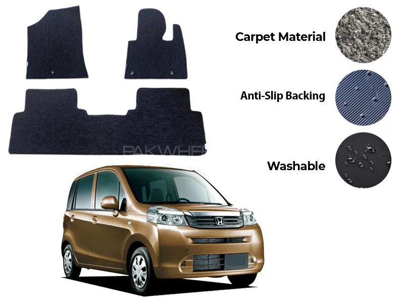 Honda Life Fitting Carpet Floor Mat 3PCS - Model 2008-2014 Image-1