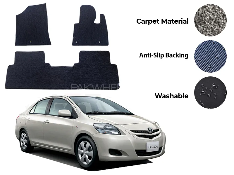 Toyota Belta Genuine Fitting Carpet Floor Mat 3PCS - Model 2005-2012 Image-1