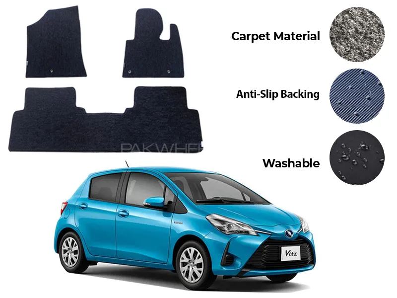 Toyota Vitz Genuine Fitting Carpet Floor Mat 3PCS - Model 2012-2020 Image-1