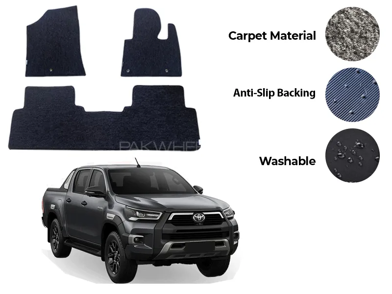Toyota Hilux Vigo / Revo / Rocco Genuine Fitting Carpet Floor Mat 3PCS - Model 2016-2025 Image-1