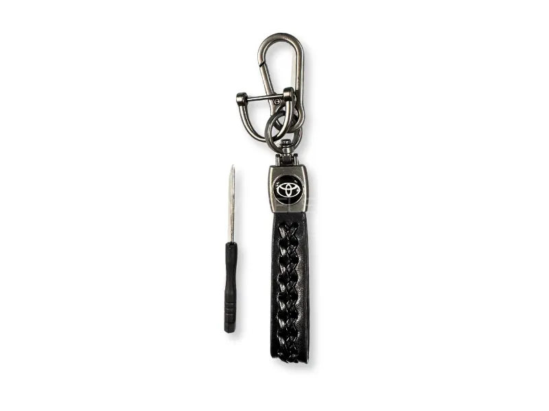 Toyota Logo Premium Leather Key Chain Black Image-1