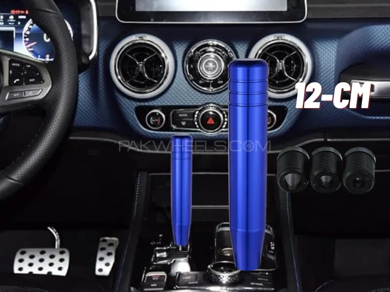 Universal 12cm Blue Color Gear Shift Knob Shifter Lever Head Burnt Red Style Aluminum Image-1