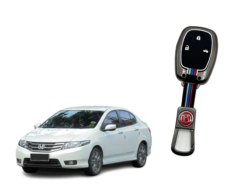 Honda City 2009-20 3 Button Key Cover With Metal Shell Image-1