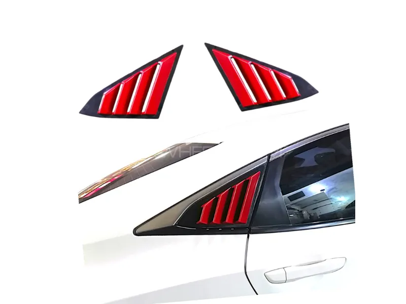 For 2016-2020 Honda Civic Matte Red 4-Spok Quarter Panel Rear Side Window  Louver Image-1