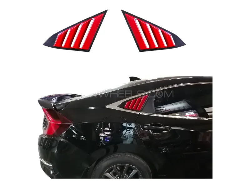 Honda Civic 2016-2020 Quarter Glass Louvers in Matte Mahroon Color Image-1