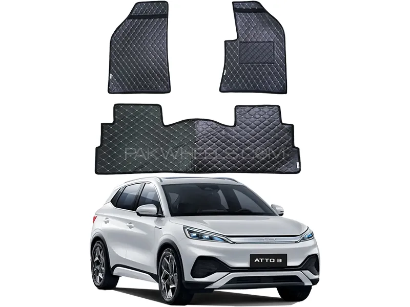 BYD ATTO 3 7D Floor Mat ( Flat Style ) 3PCS - Model 2024-2025 Image-1