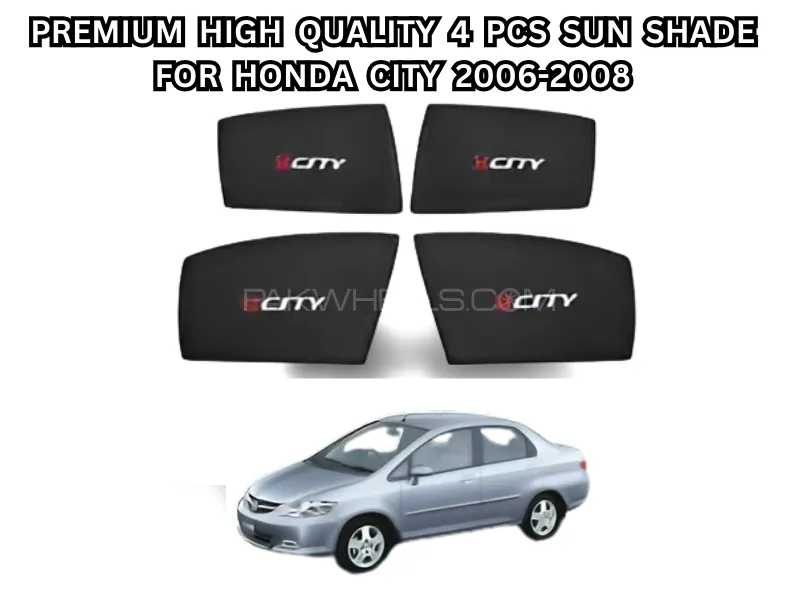 Premium High Quality 4Pcs Sun Shade With Logo for Honda City 2006-2008 Image-1
