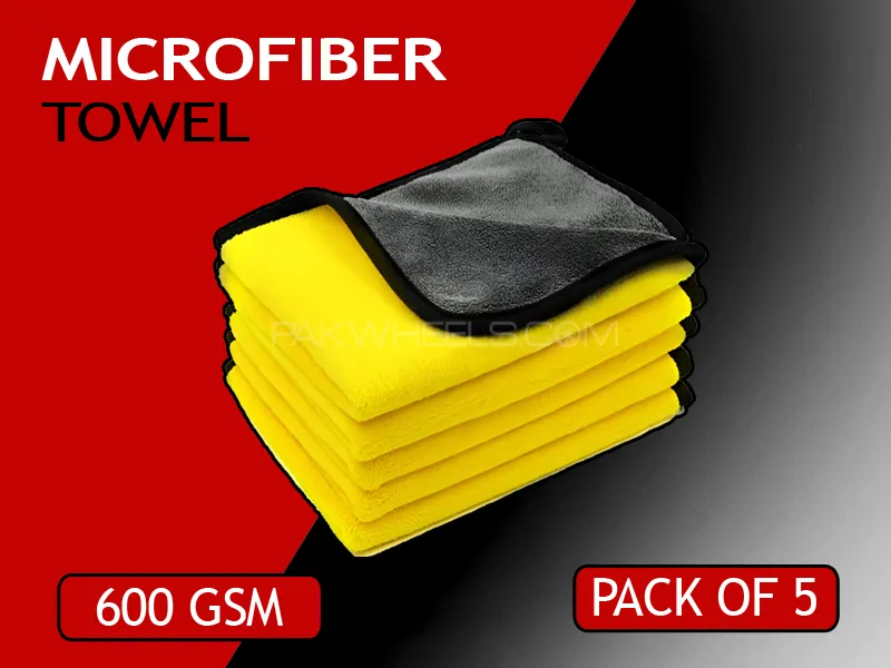 Motor Inside Microfiber Towel 600 GSM 40 X 40 (Pack of 5) Image-1