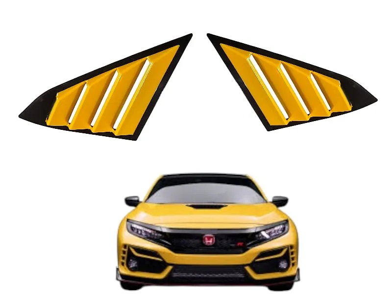 Top Honda Civic 2016-2020 Matte Yellow Quarter Window Glass Louvers 