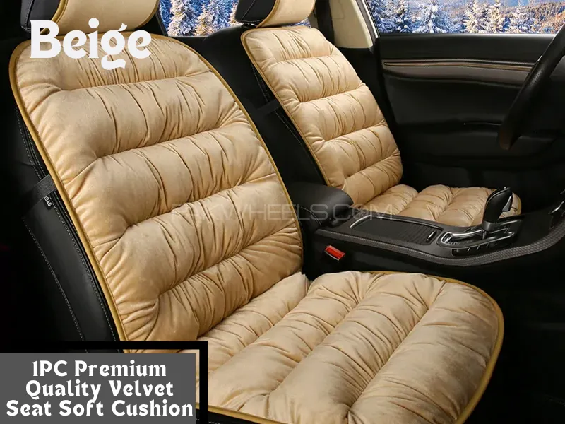 1Pc Car Seat Cover (Beige) Velvet Car Safety Cushion Pure Cotton Luxury Universal Thick Universal Image-1