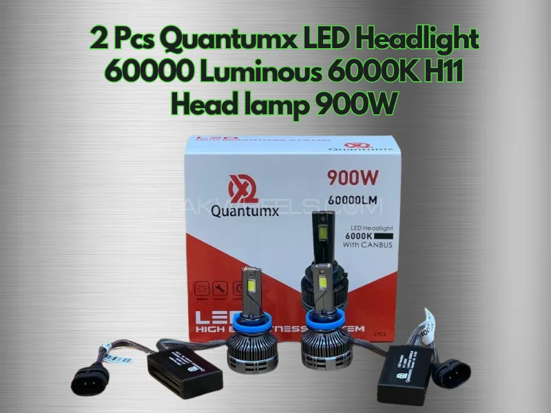 2 Pcs Quantumx LED Headlight 60000 Luminous 6000K H11 Head lamp 900W Image-1