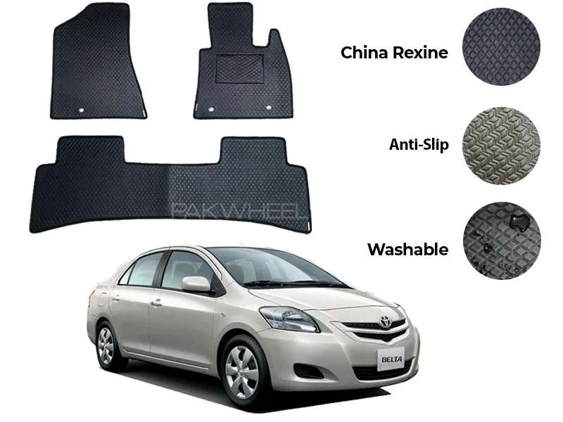 Toyota Belta China Rexine Floor Mat 3PCS - Model 2005-2012 Image-1