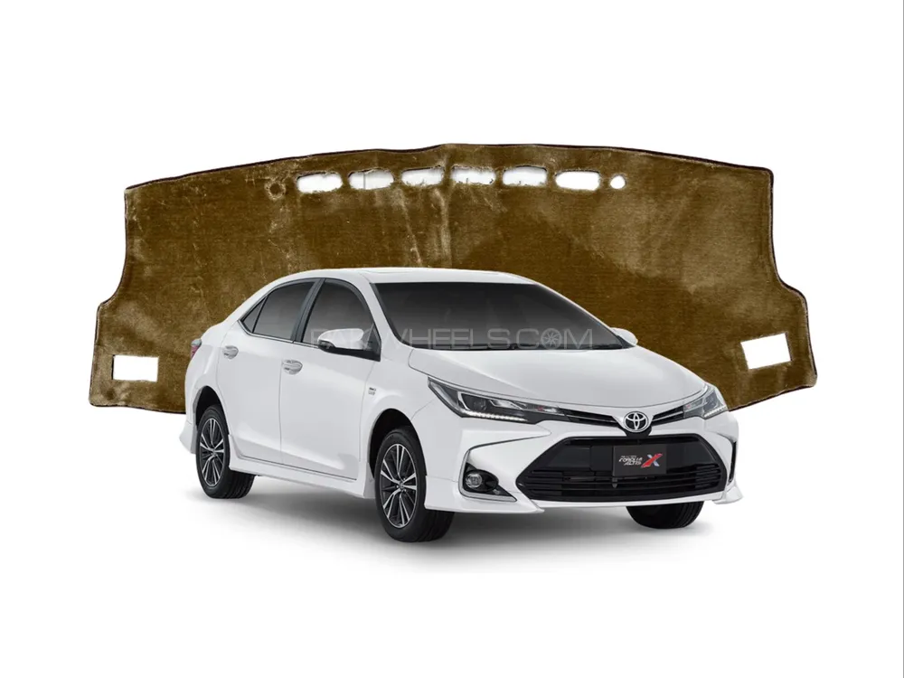 Toyota Corolla 2024 Coffee Brown Velvet Dashboard Mat Non Slip Image-1