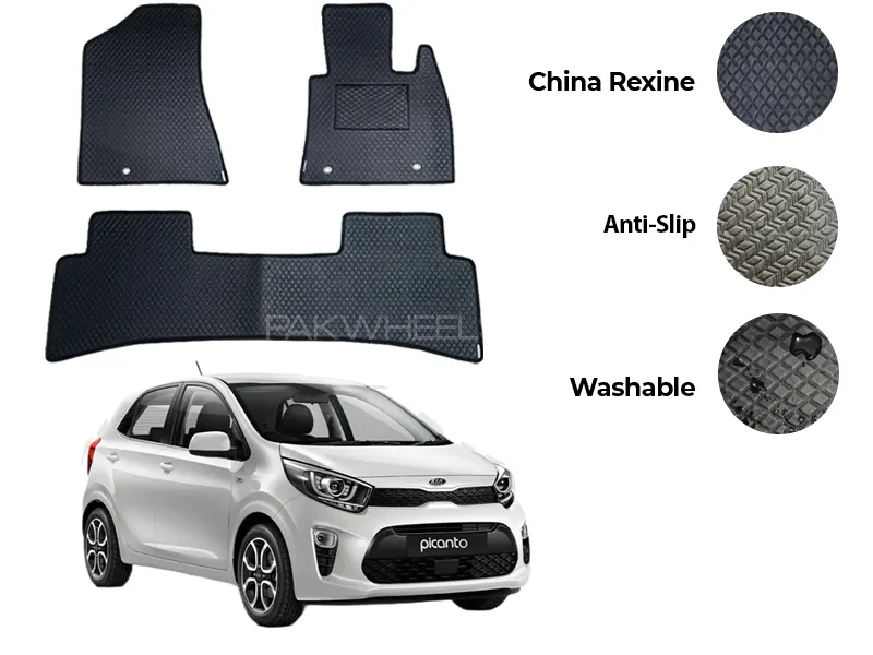 Kia Picanto China Rexine Floor Mat 3PCS - Model 2019-2025 Image-1