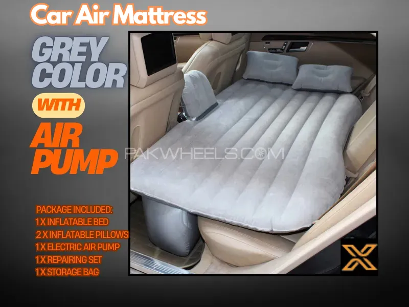 Universal Car New Car Inflatable Travel Mattress Bed Back Seat Multifunctional Sofa Cushion -Gray Image-1