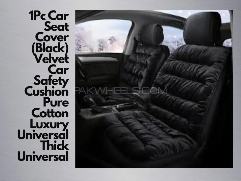 1Pc Car Seat Cover (Black) Velvet Car Safety Cushion Pure Cotton Luxury Universal [BLACK] Image-1