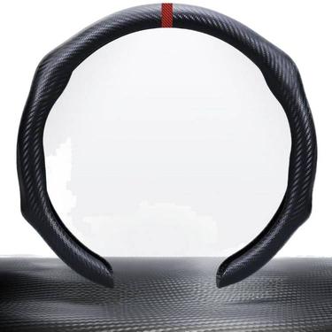 5D Matte Carbon Fiber Car Steering Wheel Cover - Carbon Black/Red 5D Matte Carbon Fiber Car Steering Wheel Cover - Carbon Black/Red