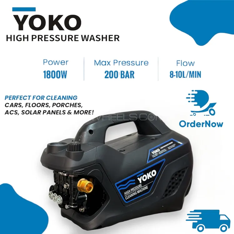Yoko High Pressure Car Washer Max 200 Bar 1800 Watts Image-1