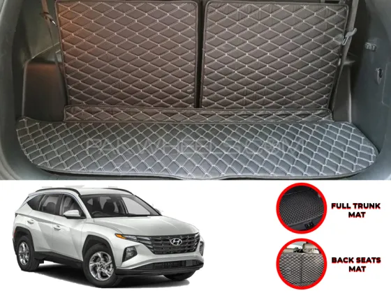Hyundai Tucson Custom Car Complete 7D Cabine Mat | Complete 7d Trunk Room Mat- Model 2020-2024 Image-1