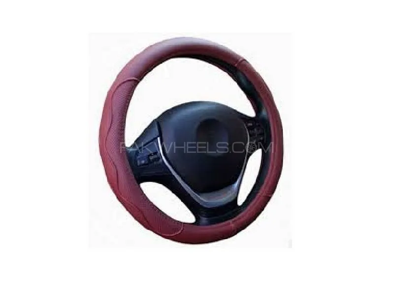 Classic Maroon Steering Wheel Cover – Universal Fit, Anti-Slip, Breathable & Odorless Design Image-1