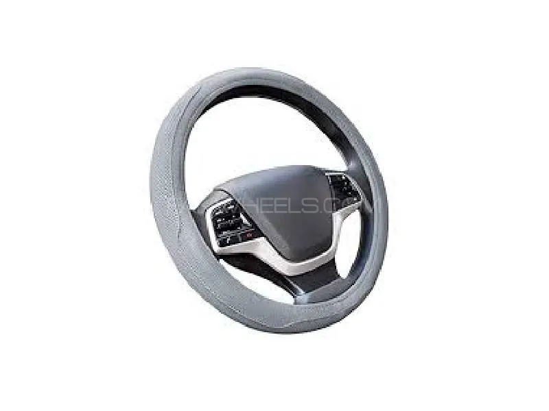 Elegant Grey Steering Wheel Cover – Universal Fit, Anti-Slip, Breathable & Odor-Free Image-1