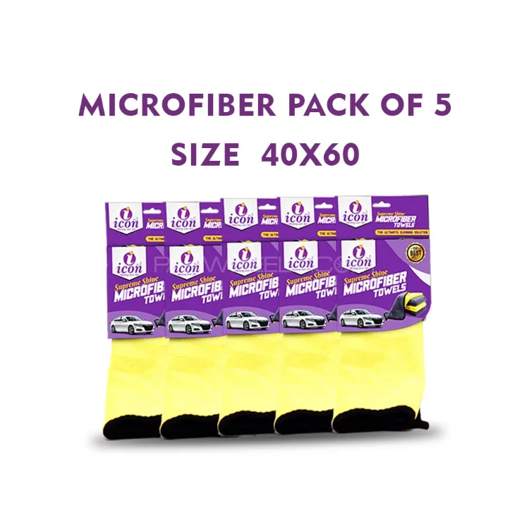 Icon Plus Microfiber Cloth Bundle 40x60 - 600 GSM - Pack Of 5 Image-1
